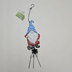 NWT Garden Gnome Wind Chime Small Metal Outdoor Indoor Rustic Decor